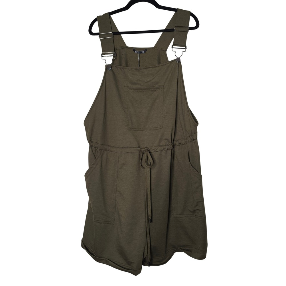 BloomChic Romper Women 18-20 Olive Green Overall Shorts Drawstring Pockets NEW